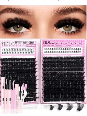 YIDUO 200D+300D Lash Clusters Kit, 366pcs D Curly